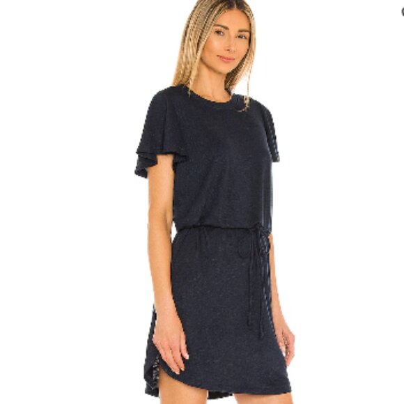 Paige Brielle Dress Black Flutter Sleeve Drawstring Waist Large - Picture 2 of 14